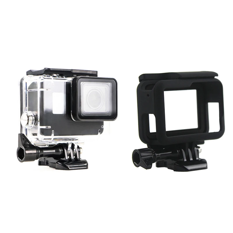 

Diving Waterproof Case + Protective Frame Case Cover Bumper For GoPro Hero 5 6 7 Black Action Camera Camcorder Housing Case