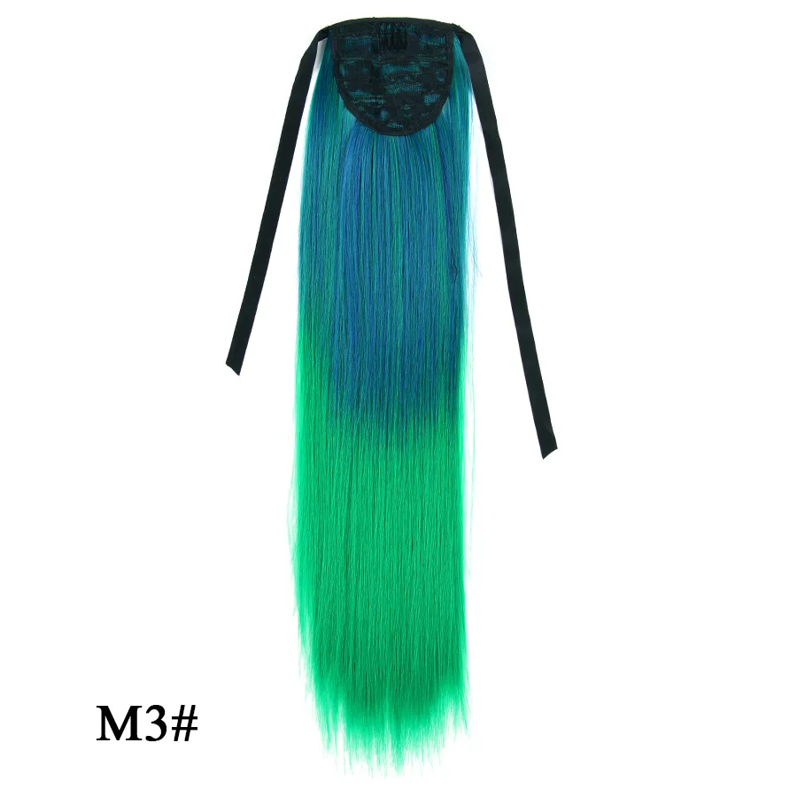 Leeons 2" длинные волнистые обертывания вокруг зажима в конский хвост наращивание волос термостойкие синтетические шнурки конский хвост и волосы кусок - Цвет: m3