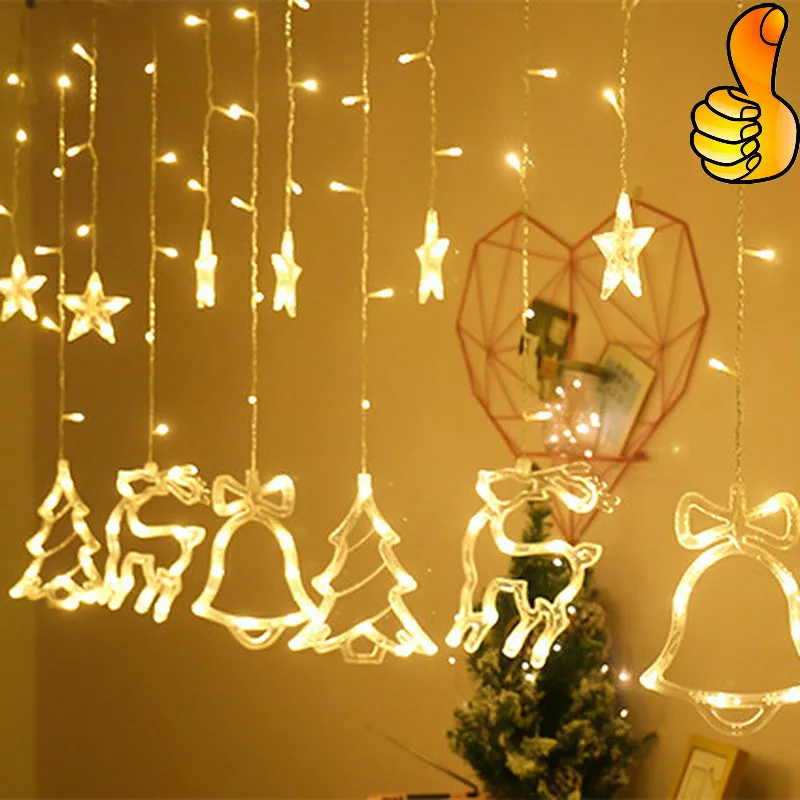 

Elk Bell String Light LED Christmas Decor for Home Hanging Garland Christmas Tree Decor Ornament Navidad 2019 Xmas Gift New Year
