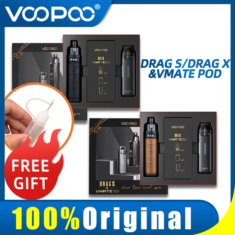 VOOPOO-Kit de Cajas de Regalo, vapeador Original DRAG X / DRAG S Mod y Vmate Pod, edición limitada, batería 18650