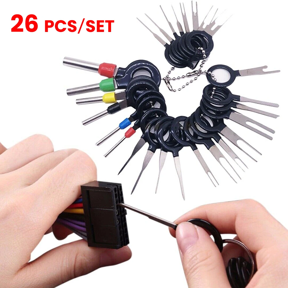

26pcs/set Car Terminal Removal Tool Kit Electrical Wiring Crimp Connector Extractor Puller Release Pin Kit