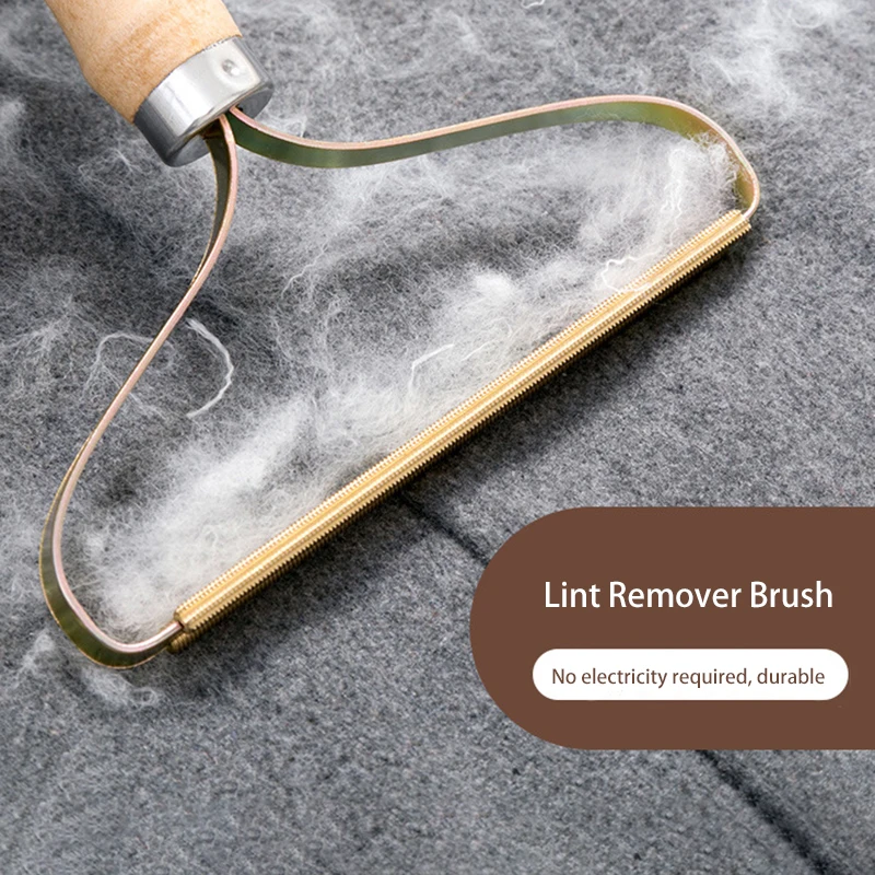 Portable Lint Remover Brush Clothes Fuzz Fabric Shaver Wood Handle Manual Plush Clothing Hair Removal Machine Clothes Brush Tool