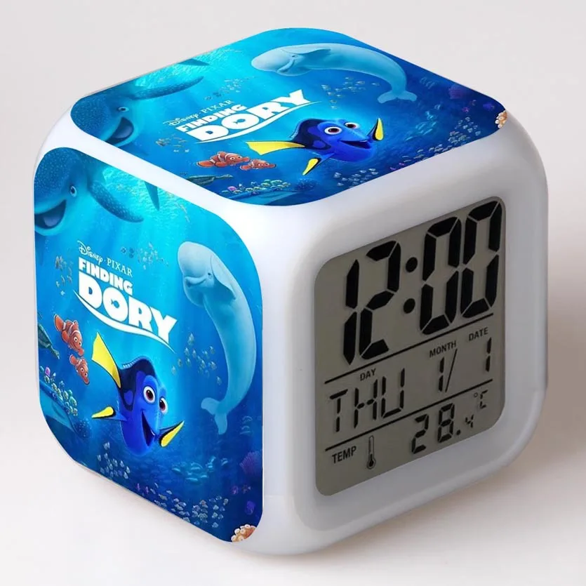 

Finding Nemo Kids Alarm Clock Color Change Toys Gift Digital reloj despertador LED reveil wake up light desk electronic wekker