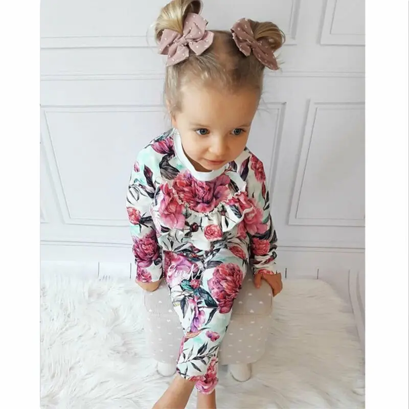 

2020 NEW Hot Infant Baby Girl Kid Flower Long Sleeve Top Pants Autumn Winter Outfit Cloths Clothing Sets