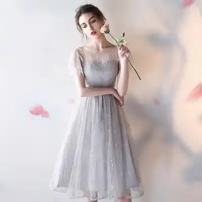 silver grey bridesmaid dresses