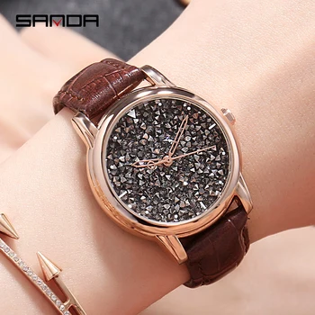 

2020 New Hot Sale SANDA Ladies Full Diamond Watches Women Black Rhinestone Watch For Woman Girls Female Clock Gift montre femme