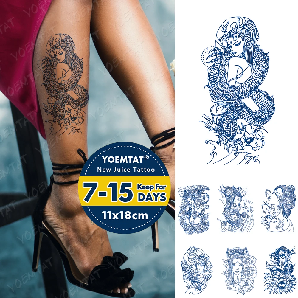 

Juice Ink Lasting Waterproof Temporary Tattoo Sticker Dragon Girl Angel Beauty Flash Tatoo Female Arm Thigh Body Art Fake Tatto