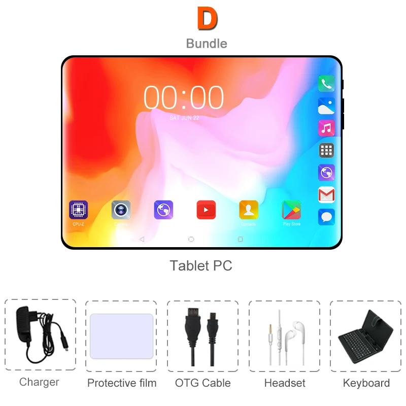 Комплект 4 10,1 дюймовый планшетный ПК Android 8,0 телефонный звонок 4G lte 6 ГБ ОЗУ 64 Гб ПЗУ Восьмиядерный планшет две сим фаблет wifi google play store 10 - Комплект: Комплект 4