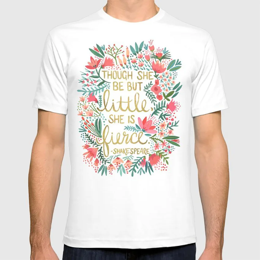 Little& Fierce футболка природа любовь цитаты в летнюю ночь Акварельная живопись цветы Золотые надписи