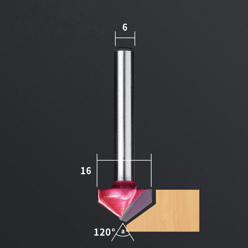 6 мм shank-1pcs, твердосплавный деревообрабатывающий фрезерный станок с ЧПУ, 3D V бит, 60 90 120 150 градусов деревообрабатывающий фрезерный станок, обрезка - Длина режущей кромки: V616120