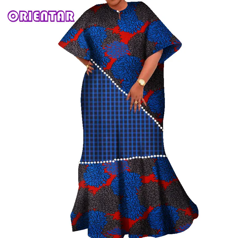 african traditional attire Bazin Riche African Dresses for Women Off Shoulder Puff Sleeve Ankara Dress African Wax Print Long Party Evening Dress WY3715 african outfits for women