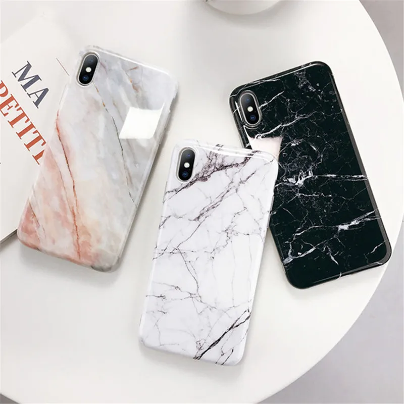 

Ottwn Luxury Vintage Glossy Mable Phone Case For iPhone X XR XS Max Soft IMD Case For iPhone 6 6s 7 8 Plus Cover Back Cases