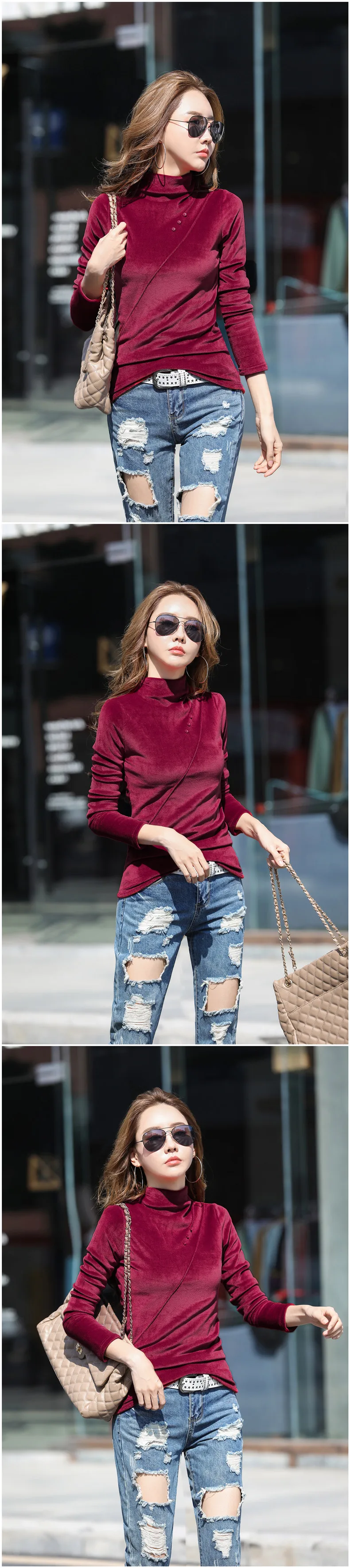 BOBOKATEER velvet christmas t-shirt women clothes camisas mujer long sleeve t shirt women tshirt fashion tee shirt femme
