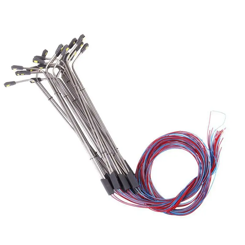 ABUI-Set of 10pcs 3V 11cm LED Floor Lamp Model Double Heads Lamp Miniature Scale 1: 100