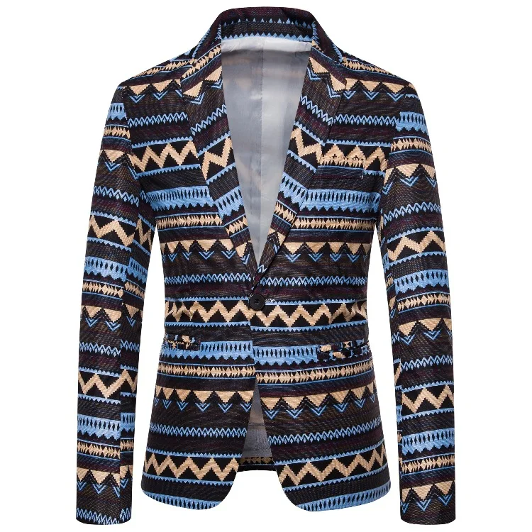 

2019 Hawaii Suit Vacation Style Tops Pretty Flower Series Characteristics Floral Printed Single-Button Men's Suit Xf101