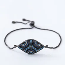 Золотая, серебряная цепочка, микро проложенный Фианит, кубический цирконий, регулируемый браслет макраме, браслеты, глаз vj534, подвески для женщин