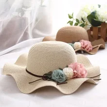 Best Offers Doitbest Retail 5 colors Summer Children flower Simple Wavy large brimmed straw hat boys girls Sunscreen Beach Parent-child Best Offers Doitbest Retail 5 colors Summer Children flower Simple Wavy large brimmed straw hat boys girls Sunscreen Beach Parent-child