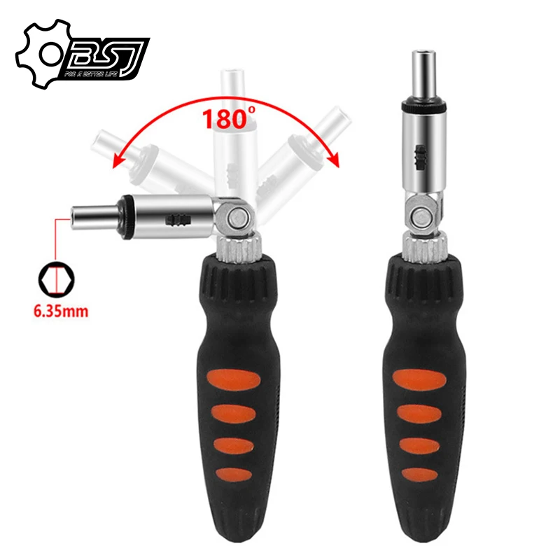 

Ratchet Screwdriver 180 Degree T-type Foldable Screwdriver Set 1/4 Hex Interface Lock Disassemble Screwdriver Maintenance Tools