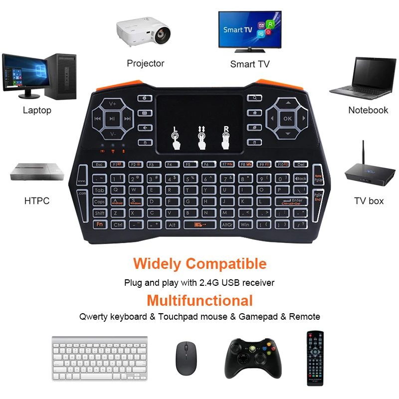 i8 Plus No Backlit 2.4GHz Mini Wireless Keyboard With Touchpad English Russian Air Mouse Remote Control For Android TV Box PC - Image 4