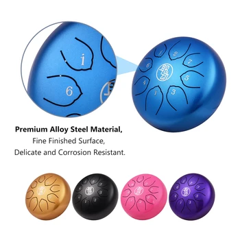 

6 Inch C Key Steel Tongue Drum Percussion Instruments Mini 8-Tone Hand Pan Hanging Pan Drum with Drum Hammers carry bag