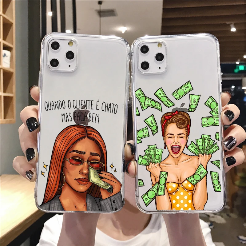Funny make money not friends Soft Silicone Tpu phone Case for iPhone 12pro 11Pro 13PRO Max XR XS 8 7 6s Plus 12mini SE cover | Мобильные