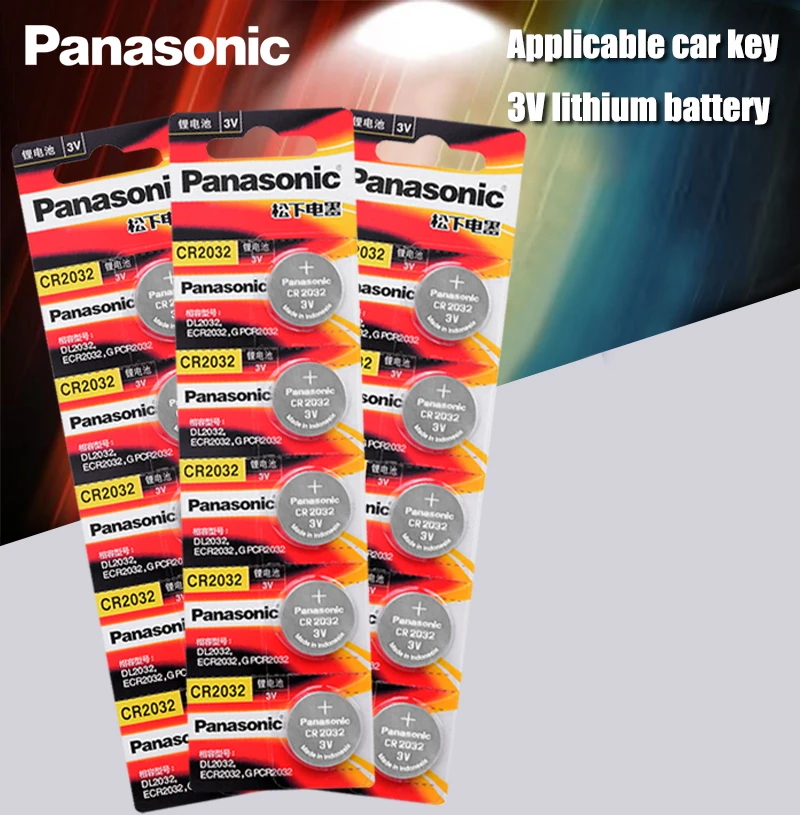 Panasonic Original 15 unids/lote cr 2032 baterías de la célula del botón 3V batería de litio para Control de remoto de calculadora cr2032