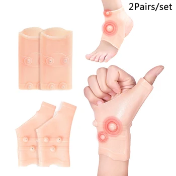 

1Pairs Magnetic Wrist Hand Support Gloves + 1Pairs Foot Thumb Support Pressure Corrector Massage