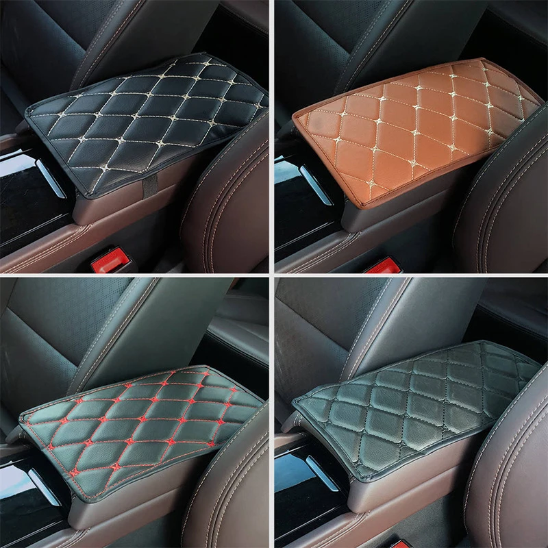 Universal Leather Car Armrest Mat 29×17cm Cushion Cover Storage Box