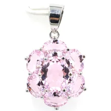 27x17 мм SheCrown Горячая розовый кунцит женская свадебная 925 Серебряный кулон
