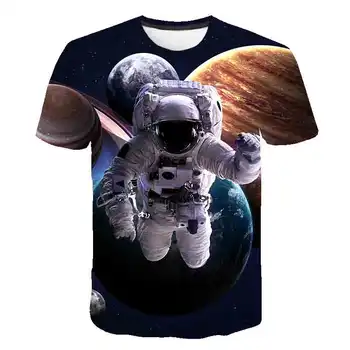 

Polyester astronaut mowing the moon printed boys girls T shirt casual cool kids t-shirt o-neck boys tops tee shirts