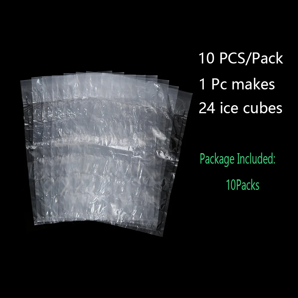 10Pcs/Pack 24 Cubes Disposable Self Sealing Ice Cube Bag Mold Plastic Fridge Freezer Ice Making Bag Summer Cooler Accessories - Color: 10 Pcs