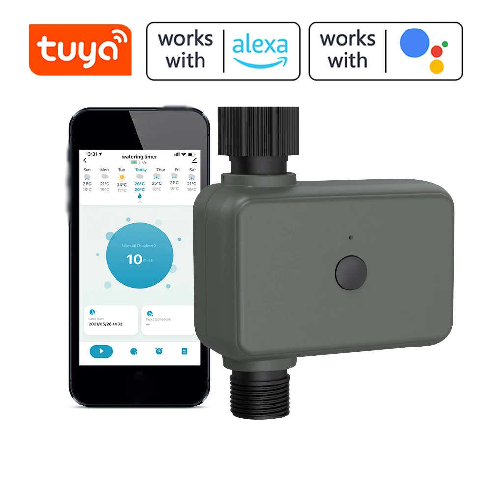 Intelligent Water Timer Tuya APP BT Rain Delay Programmable Irrigation Timer with Automatic and Manual Watering Hub Required 