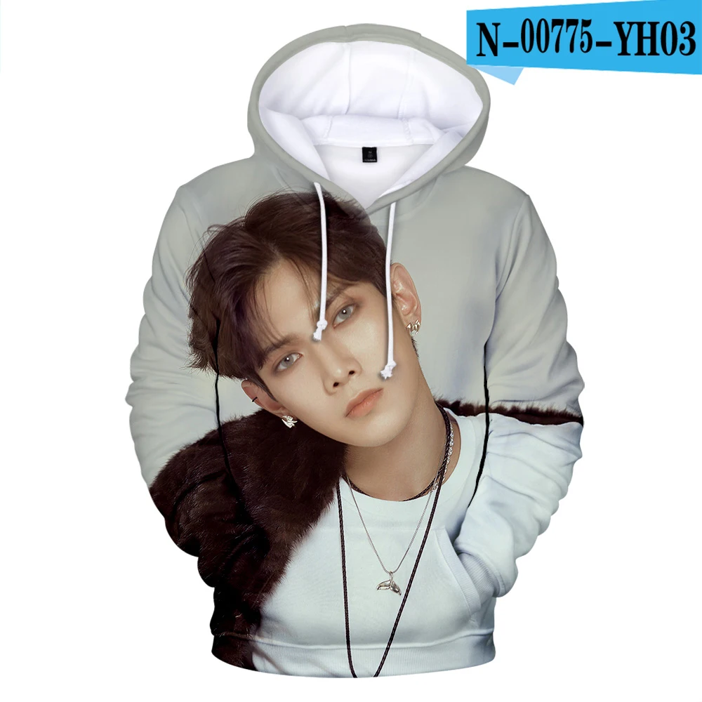 ATEEZ 3D печатных Kpop толстовки для женщин/мужчин мода с длинным рукавом толстовки с капюшоном горячая распродажа Повседневная Уличная Толстовка - Цвет: Темно-серый