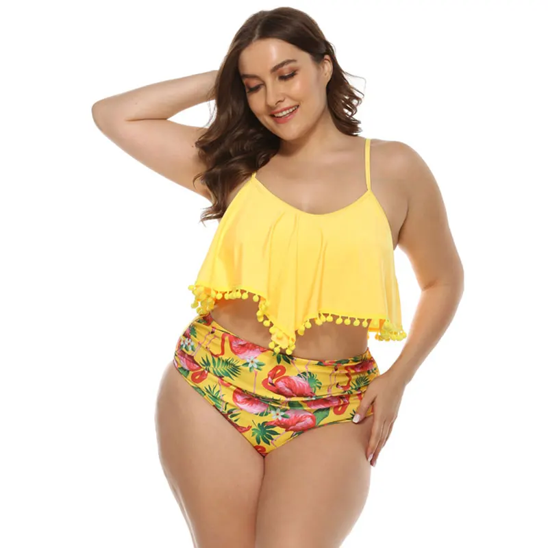 yellow plus size swimwear