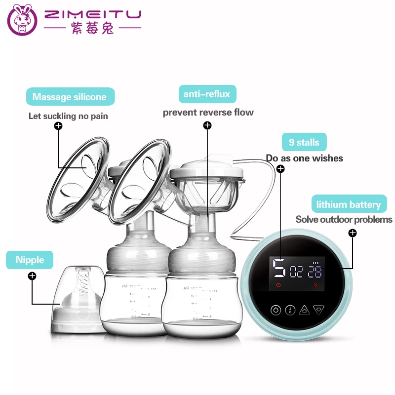 Электрический молокоотсос с аккумулятором 1000 Am, легко заряжается, легко заряжается, легко переносится на открытом воздухе, молочная помпа для кормления, послеродовые принадлежности