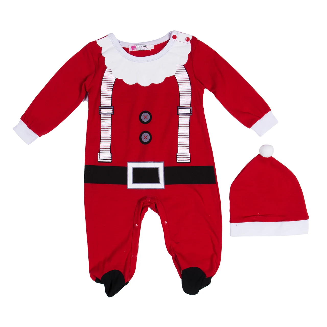 Baby Spring Autumn Clothing Infant Christmas Baby Boy Girl Romper Long Sleeve Jumpsuit Hat Outfits 2Pcs Set Santa Clothes