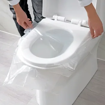 

50 Pcs Disposable Toilet Seat Cover Plastic Business Waterproof Toilet Pads Travel Portable Sit Then Set Pedestal Pan Sit
