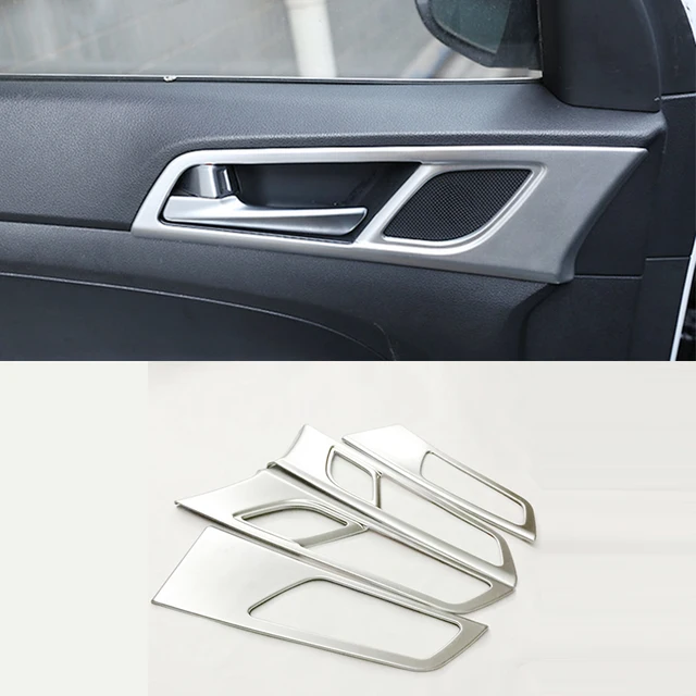 Hyundai Tucson 2015 2019 için ABS mat/karbon LHD araba iç kapı kase koruyucu krom çerçeve Trim Sticker araba şekillendirici aksesuarları