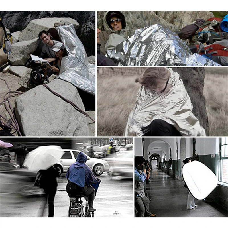First Aid Emergency Blanket Hypothermia Rescue First Aid Camp Keep Foil Mylar Lifesave Warm Heat Bushcraft Outdoor Thermal Dry Emergent Blanket Survival Kit