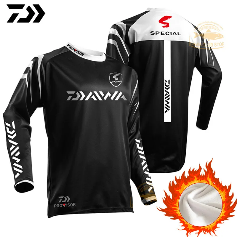 Thermal Fishing Sweater DAWA Fishing Sweatshirt Thicken Winter Fleece Fishing Jersey Long Sleeve Thermal Underwear Sweater