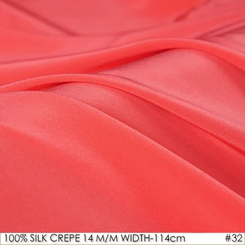 

SILK CREPE DE CHINE 114cm width 14momme/100% Pure Mulberry Silk Fabric/Batik Painting and Wedding Dress Fabric Tomato NO 32