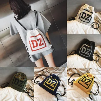 

Unisex Canvas Drawstring Bag Bundle Travel Backpack Simple Shopping Bag Student Shopping Bag Student Bag Travel Softback