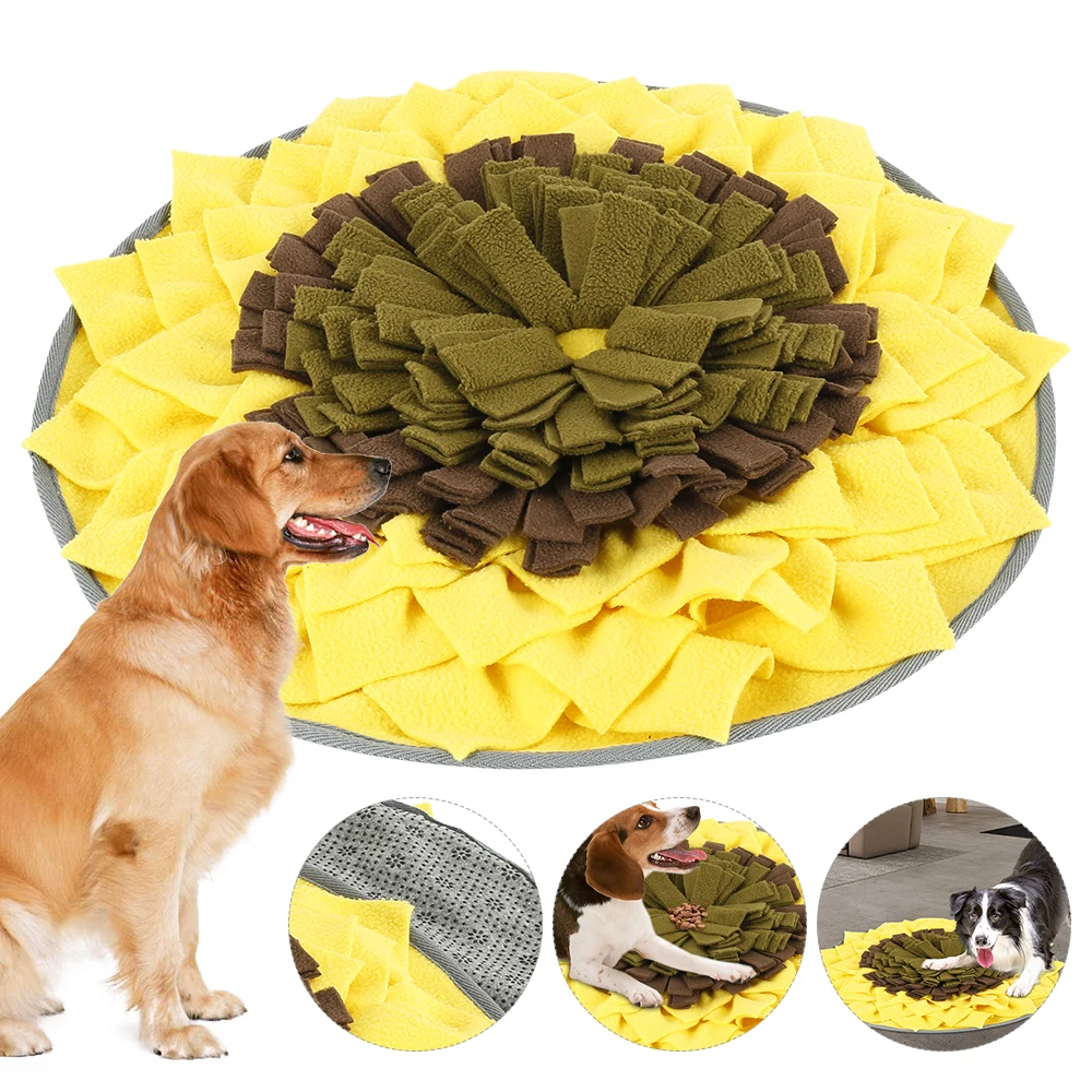 

Interactive Pet Dog Toys Round Pet Sniffing Pad Washable Training Blanket Feeding Mat Piecing Multi-color Dog Toys