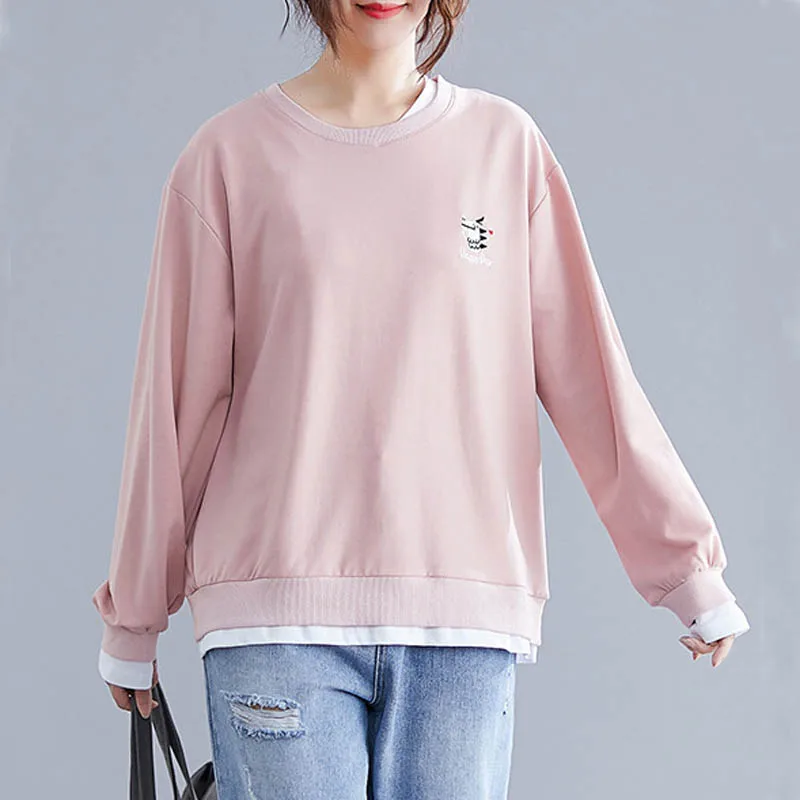 Осенняя женская футболка, большие размеры, обхват груди 150 см, 6XL, 7XL, 8XL, 9XL, футболка с длинным рукавом, женская, черная, розовая