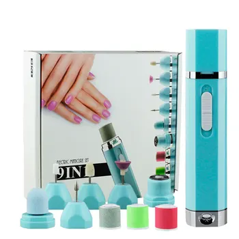 

9 IN 1 Manicure Combination Nail Kit Trimmer Gel Nails Polish Set Shaper Pedicure Electric Polish Set Professional Nail Art Kits