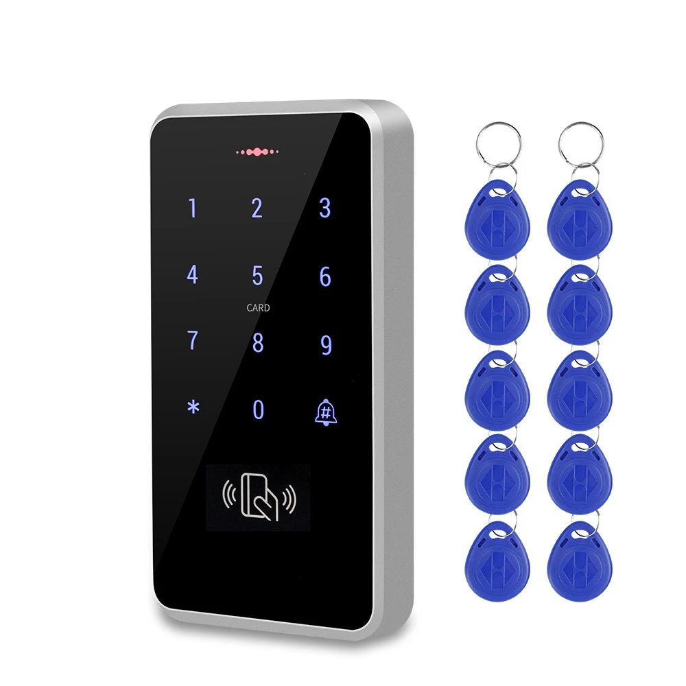 IP68 Waterproof RFID 125KHz Standalone Access Control Keypad with Touch Screen Panel + 10pcs RFID Keyfobs