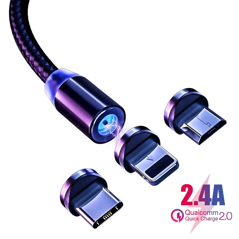 Магнитный кабель lighting 2 4 А Micro USB для быстрой зарядки Тип C магнитное зарядное