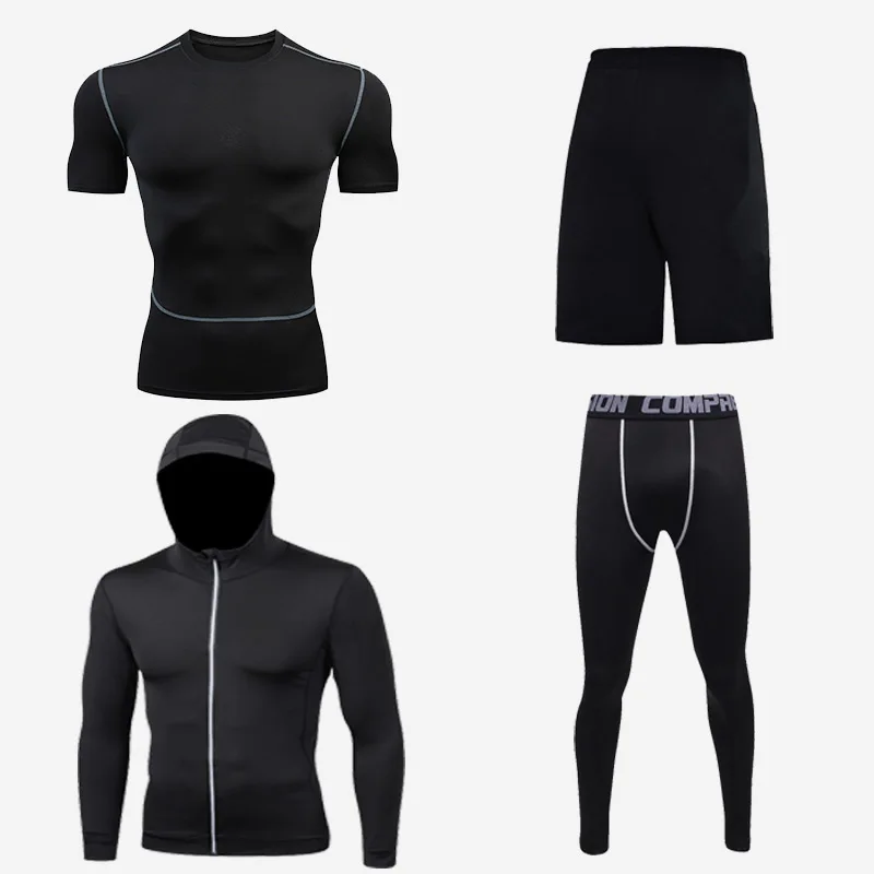 Мужской мотоциклетный спортивный костюм для спортзала фитнес компрессионная одежда для бега спортивная одежда упражнения тренировка колготки - Цвет: 02-Short-Black