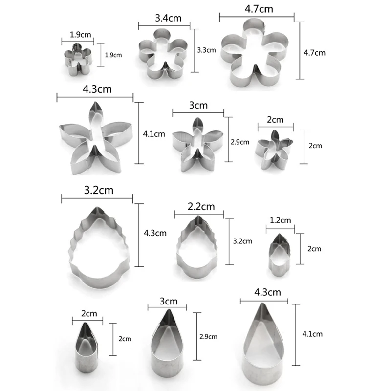 12 шт./компл. розы чашечка цветок для украшения торта формы Нержавеющая сталь