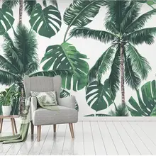 На заказ обои ручной росписью тропические растения фоновые обои с пейзажем росписи